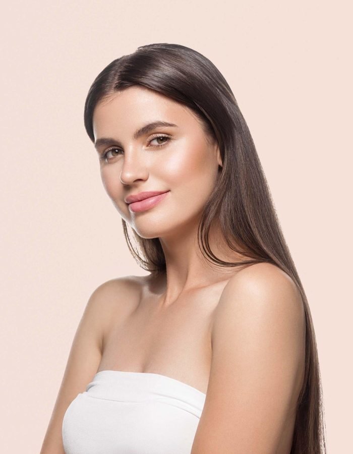 Woman beauty face healthy clean fresh skin natural makeup beauty eyes and lips female young model